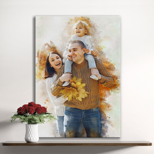 Custom Family Watercolor Portrait - Image by Tailored Canvases