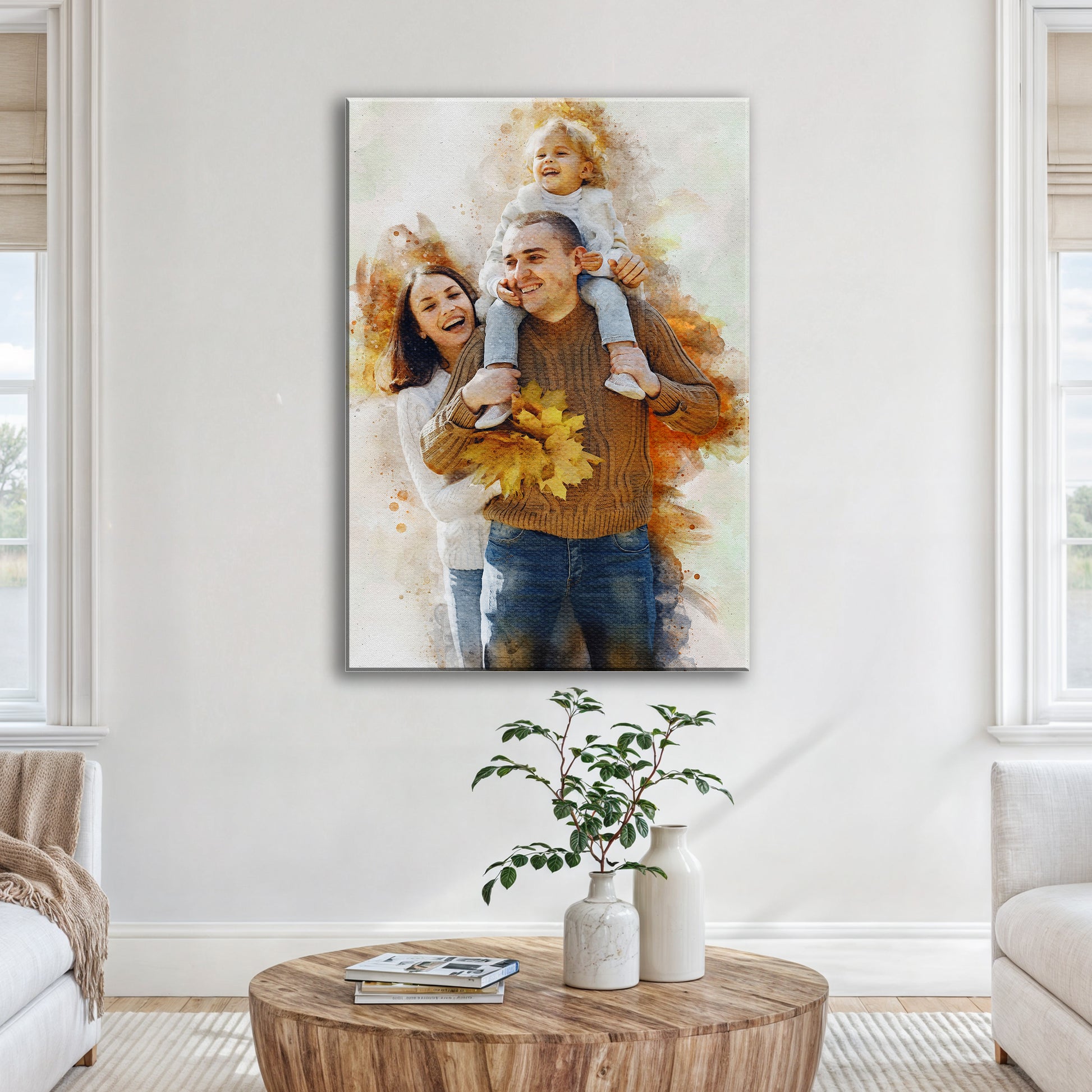 Custom Family Watercolor Portrait Style 2 - Image by Tailored Canvases