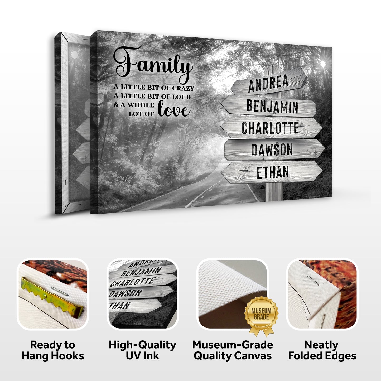 Family Whole Lot Of Love Grey Autumn Road Wall Sign
