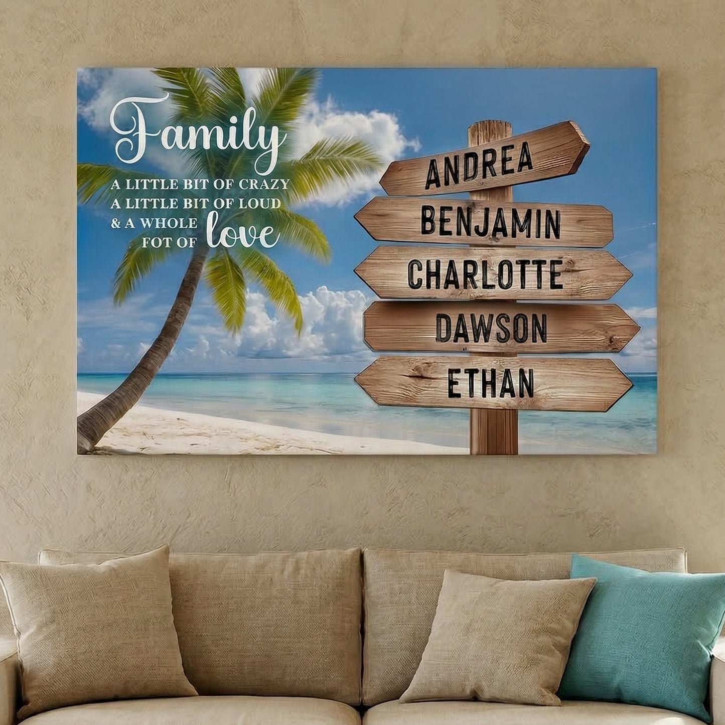 Family Whole Lot Of Love Tropical Ocean Wall Sign