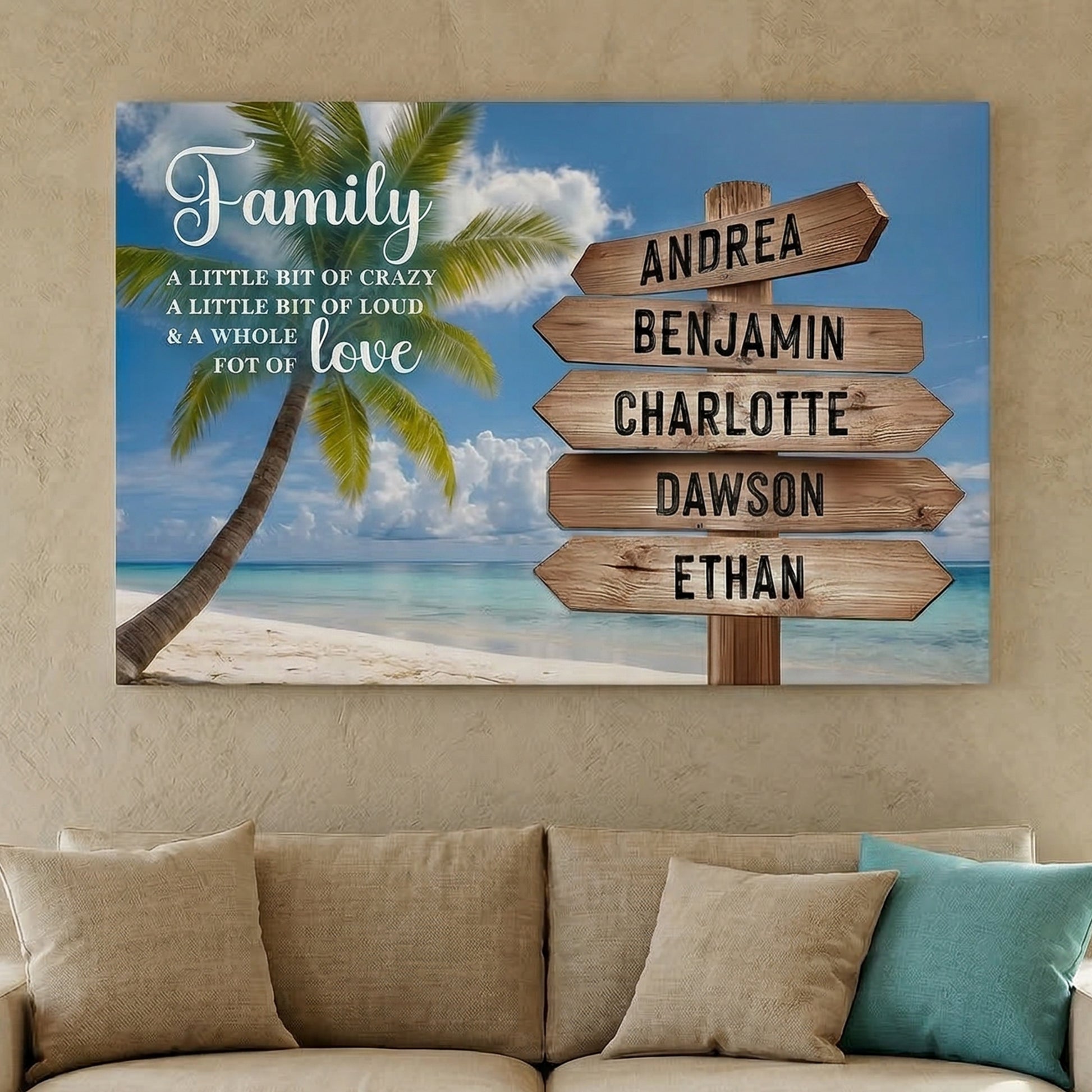 Family Whole Lot Of Love Tropical Ocean Wall Sign