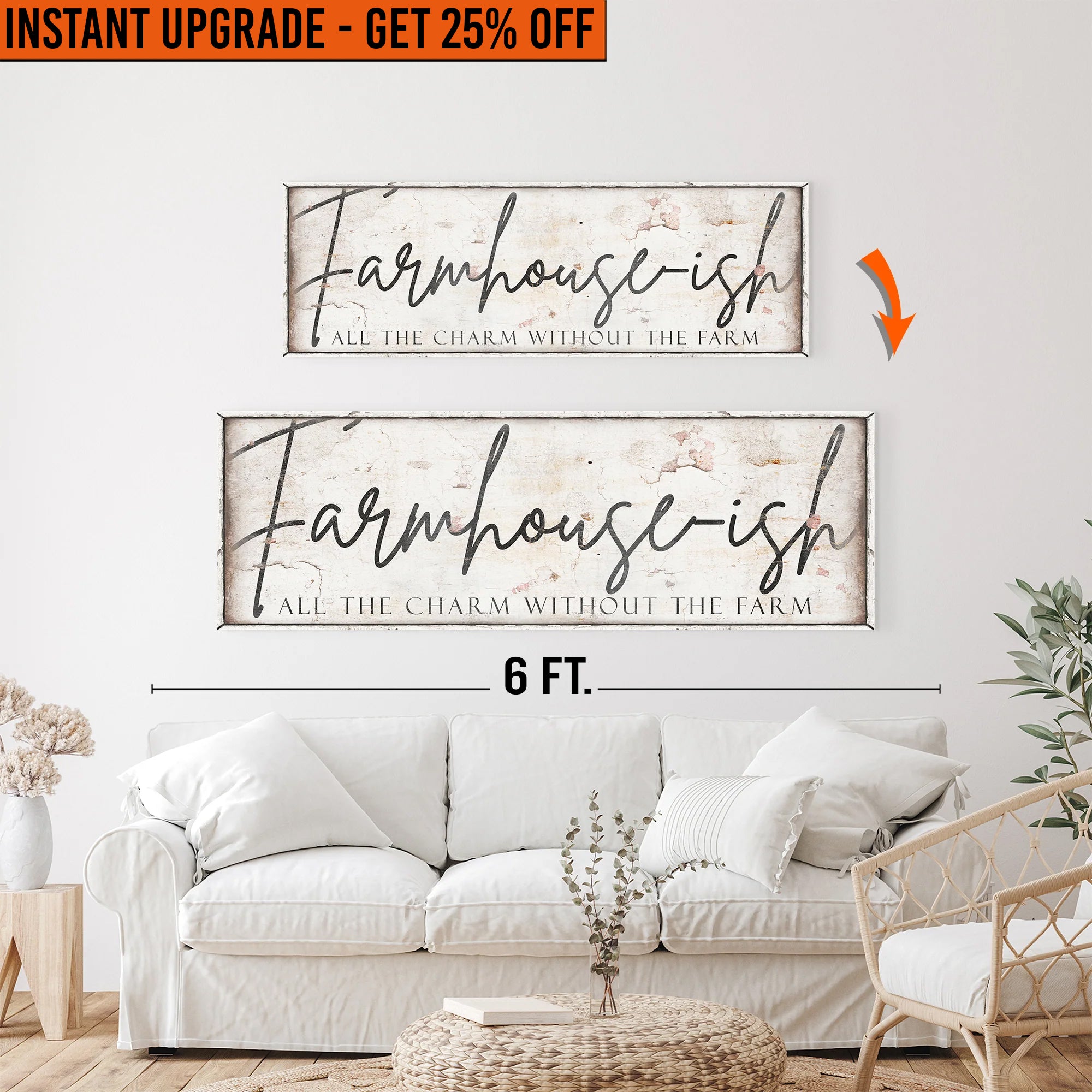 Upgrade Your 48x16 Inches 'Farmhouseish Sign IV' To 60x20 Inches Canv