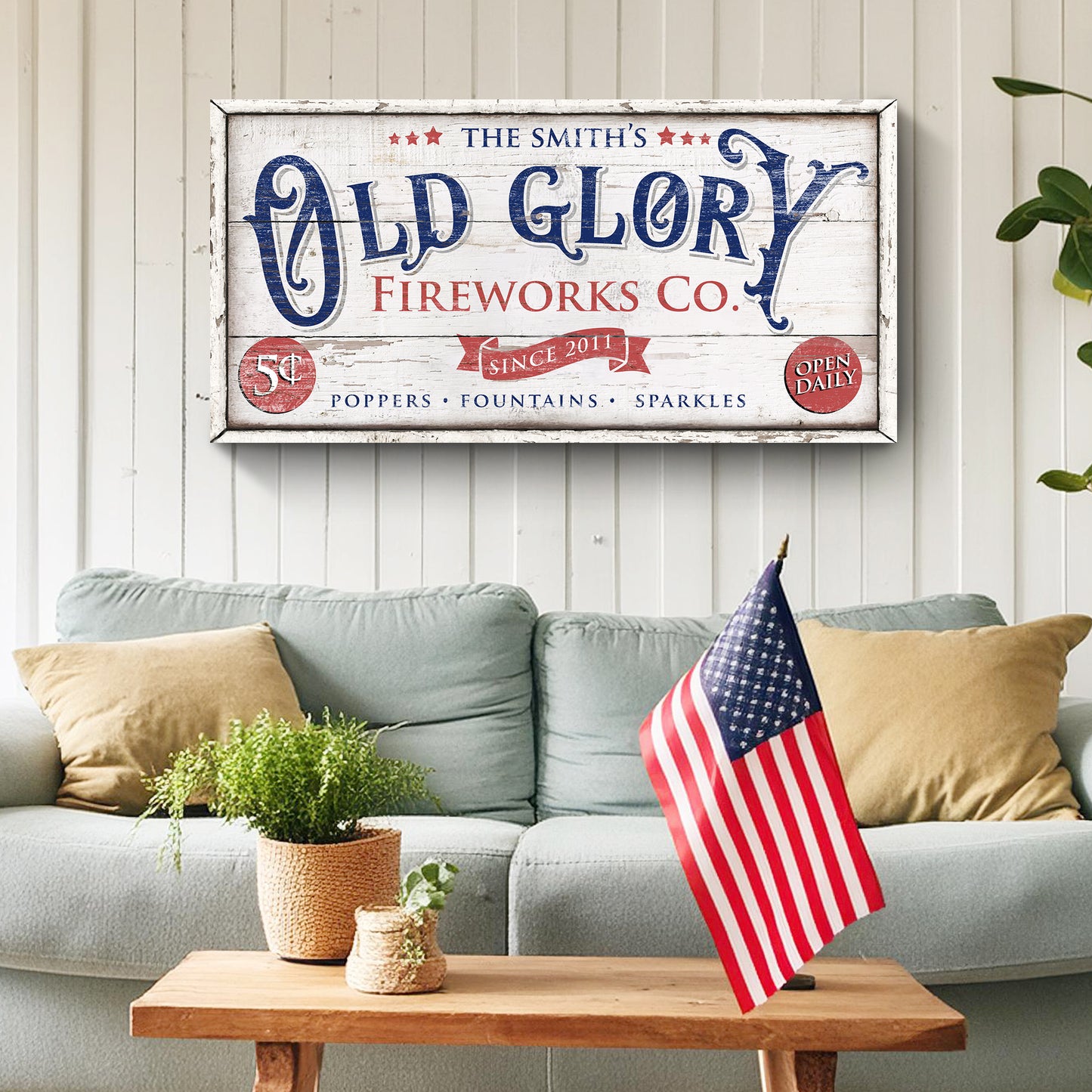 Personalized Old Glory Firework Co Sign  - Image by Tailored Canvases