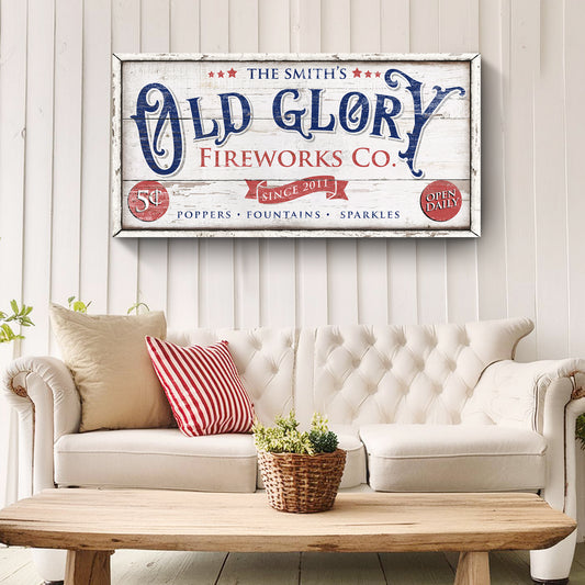 Personalized Old Glory Firework Co Sign - Image by Tailored Canvases
