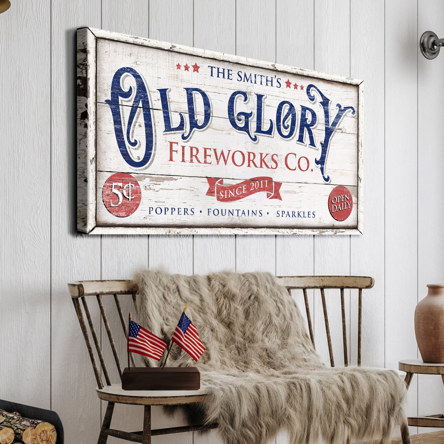 Personalized Old Glory Firework Co Sign Style 2 - Image by Tailored Canvases