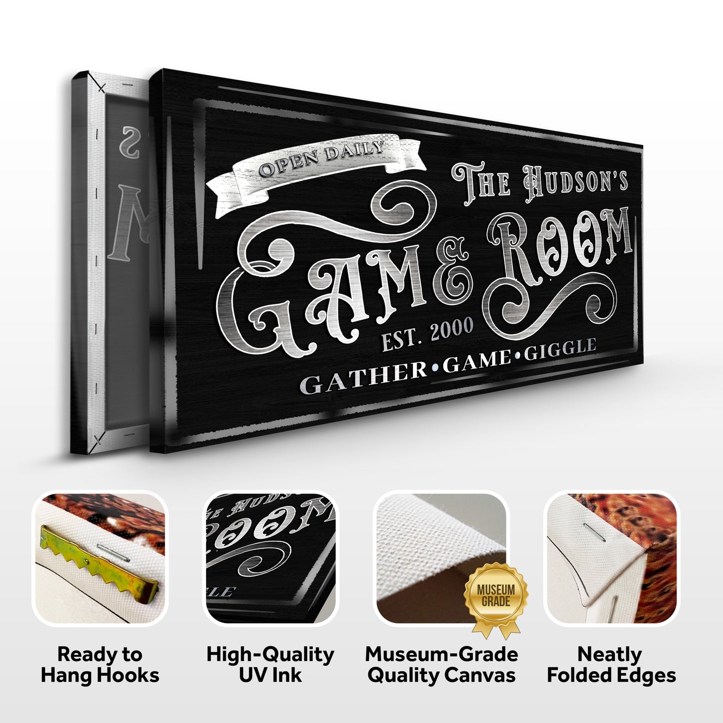 Personalized Game Room Sign II Specs - Image by Tailored Canvases