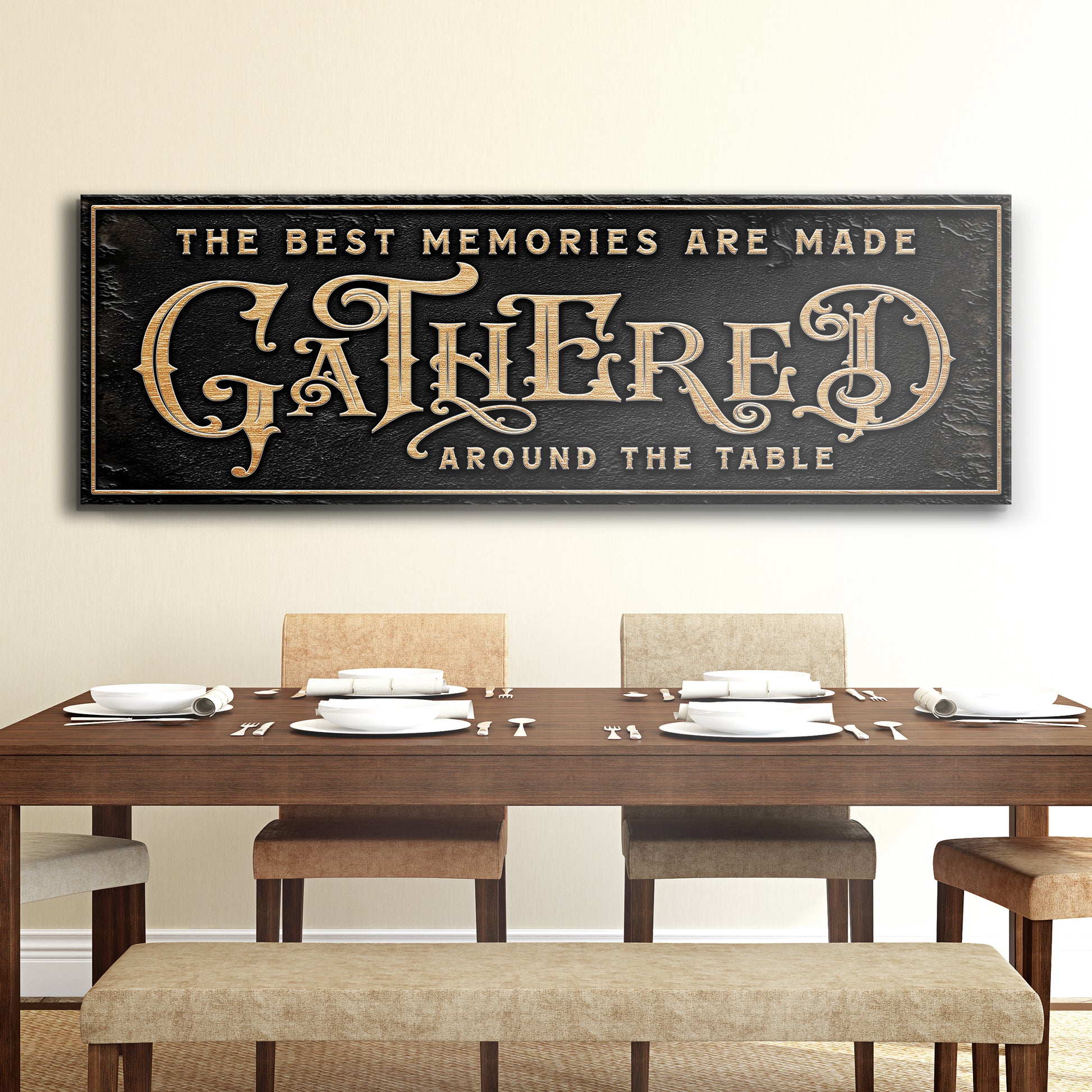 Gathered Around Table Sign Style 2 - Image by Tailored Canvases