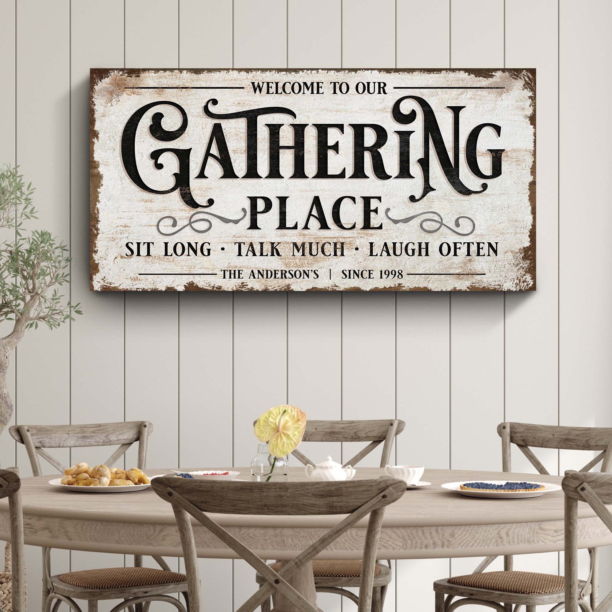 Gathering place sign, vintage gathering place wall art sign with name ...