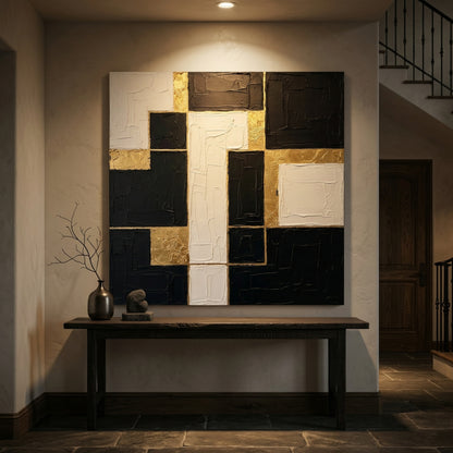 Black White Gold Geometric Blocks