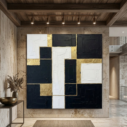 Black White Gold Geometric Blocks