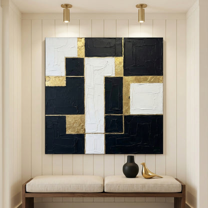 Black White Gold Geometric Blocks
