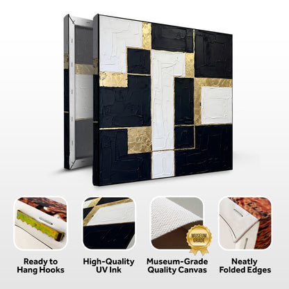 Black White Gold Geometric Blocks