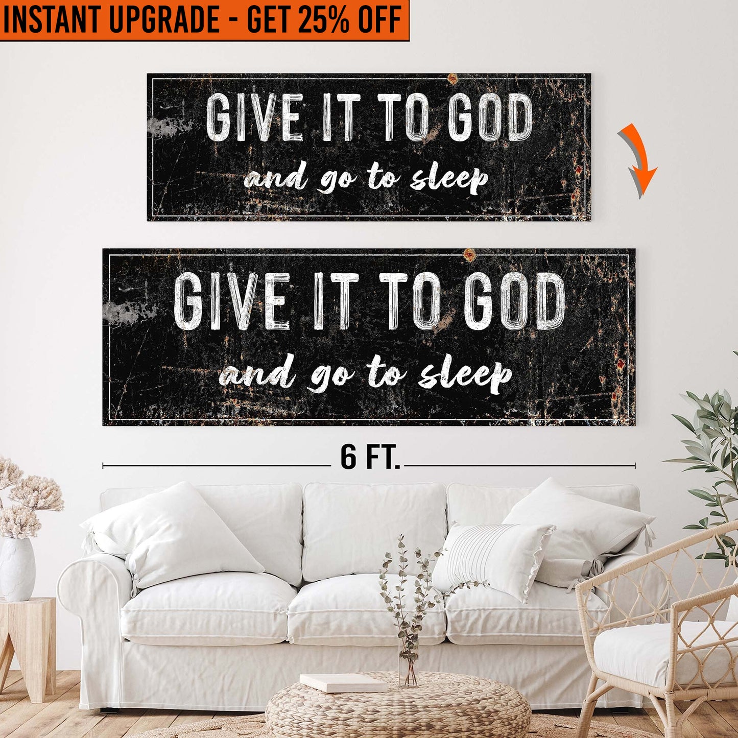 Upgrade Your 20x60 Inches 'Give it to God and Go to Sleep' (Style 2) Canvas To 24x72 Inches