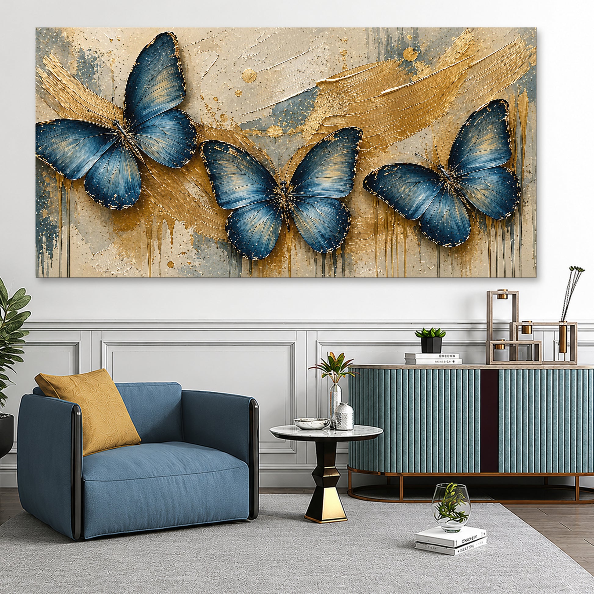Golden Blue Butterflies