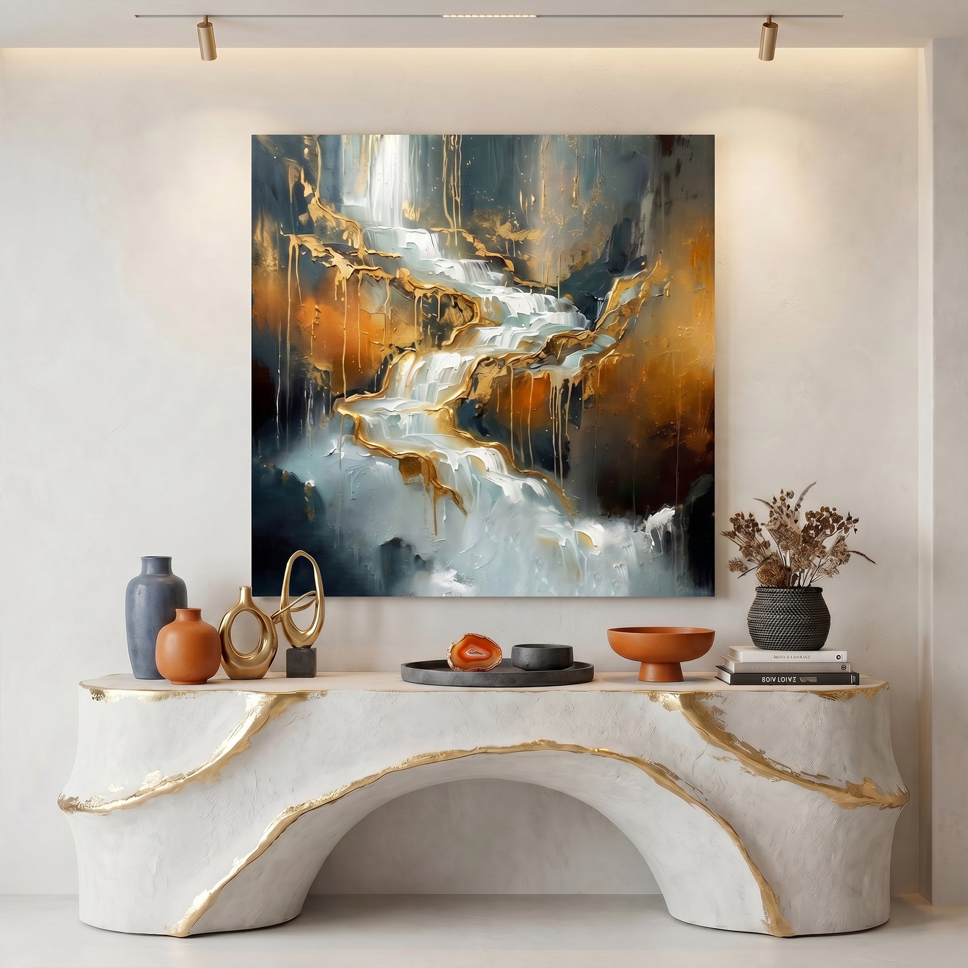 Golden Cascade Abstract