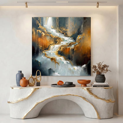 Golden Cascade Abstract