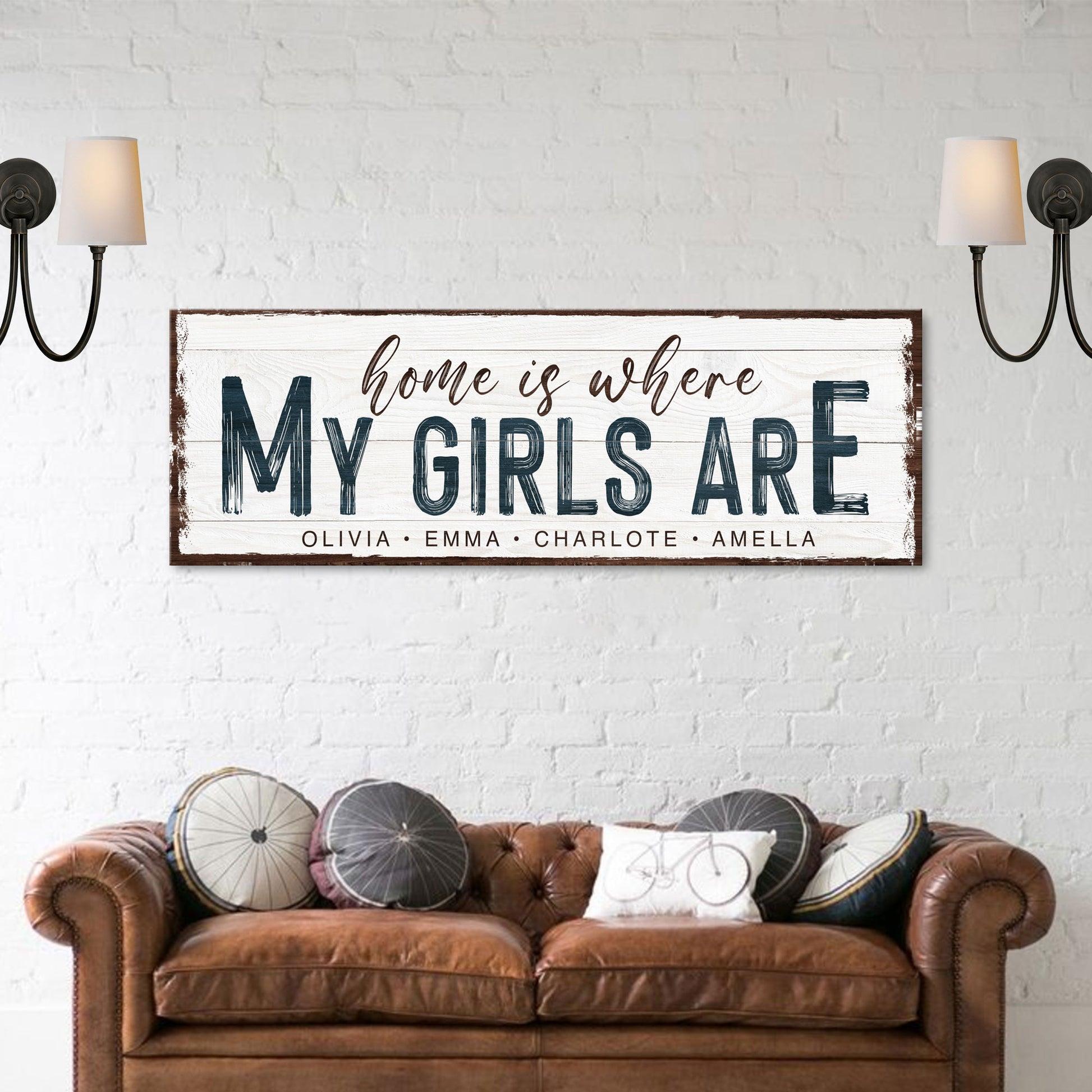 Home Is Where My Girls Are Sign Style 2 - Image by Tailored Canvases