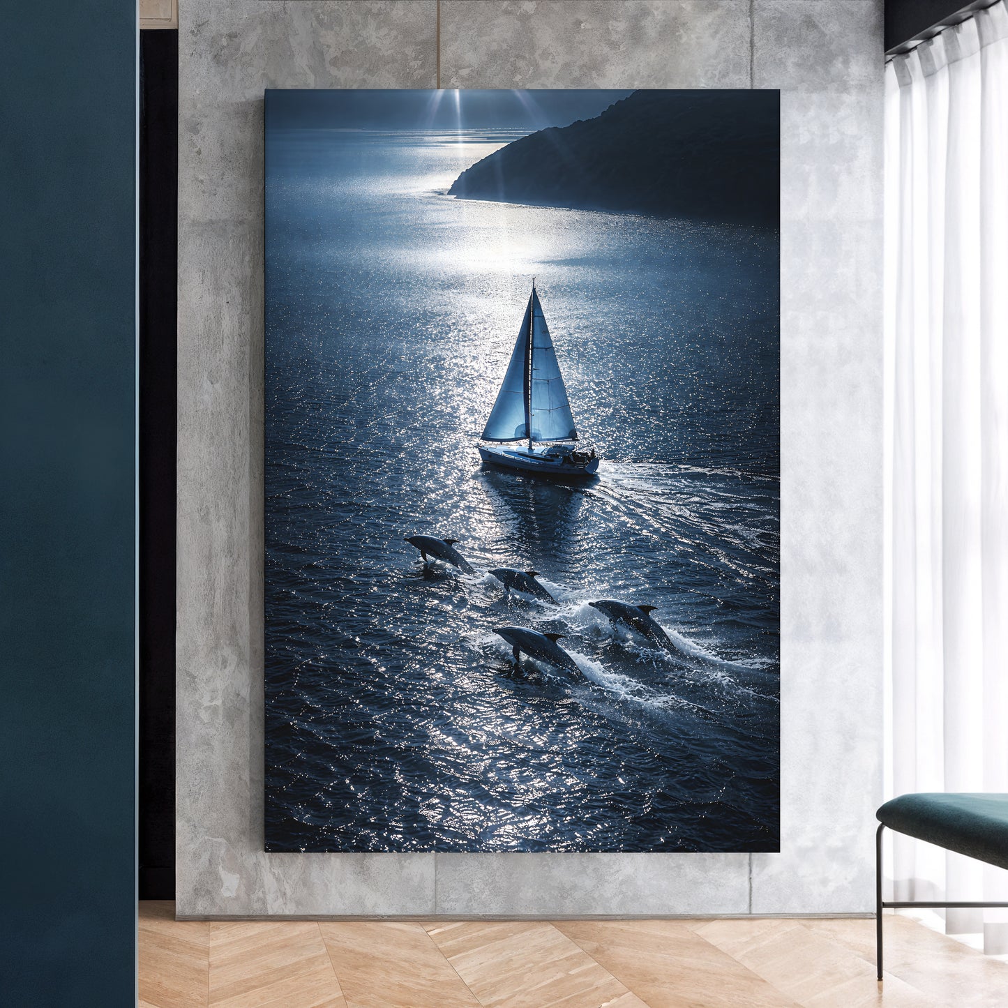 Horizon Sail with Dolphins