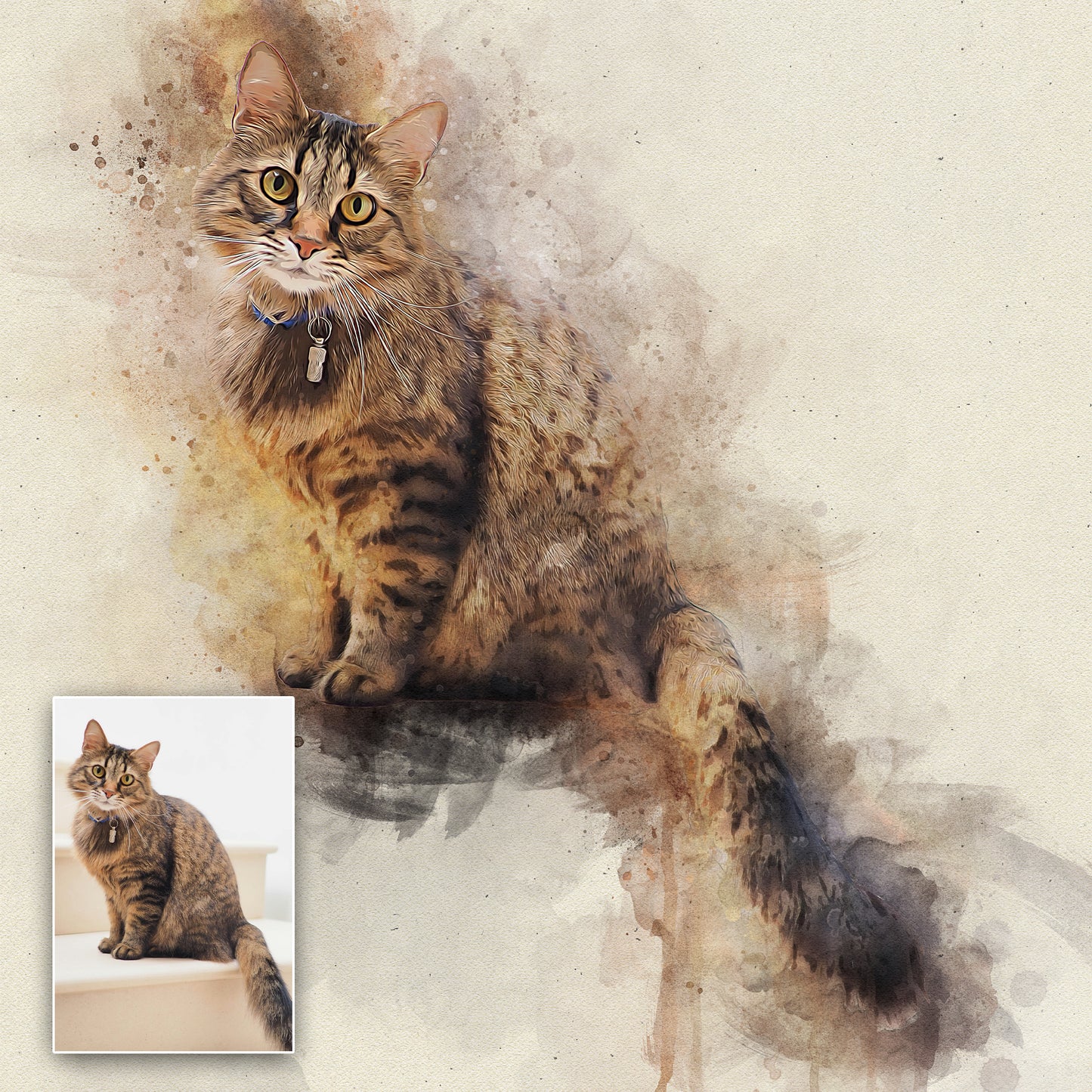 Pet Watercolor Portrait Custom Wall Art