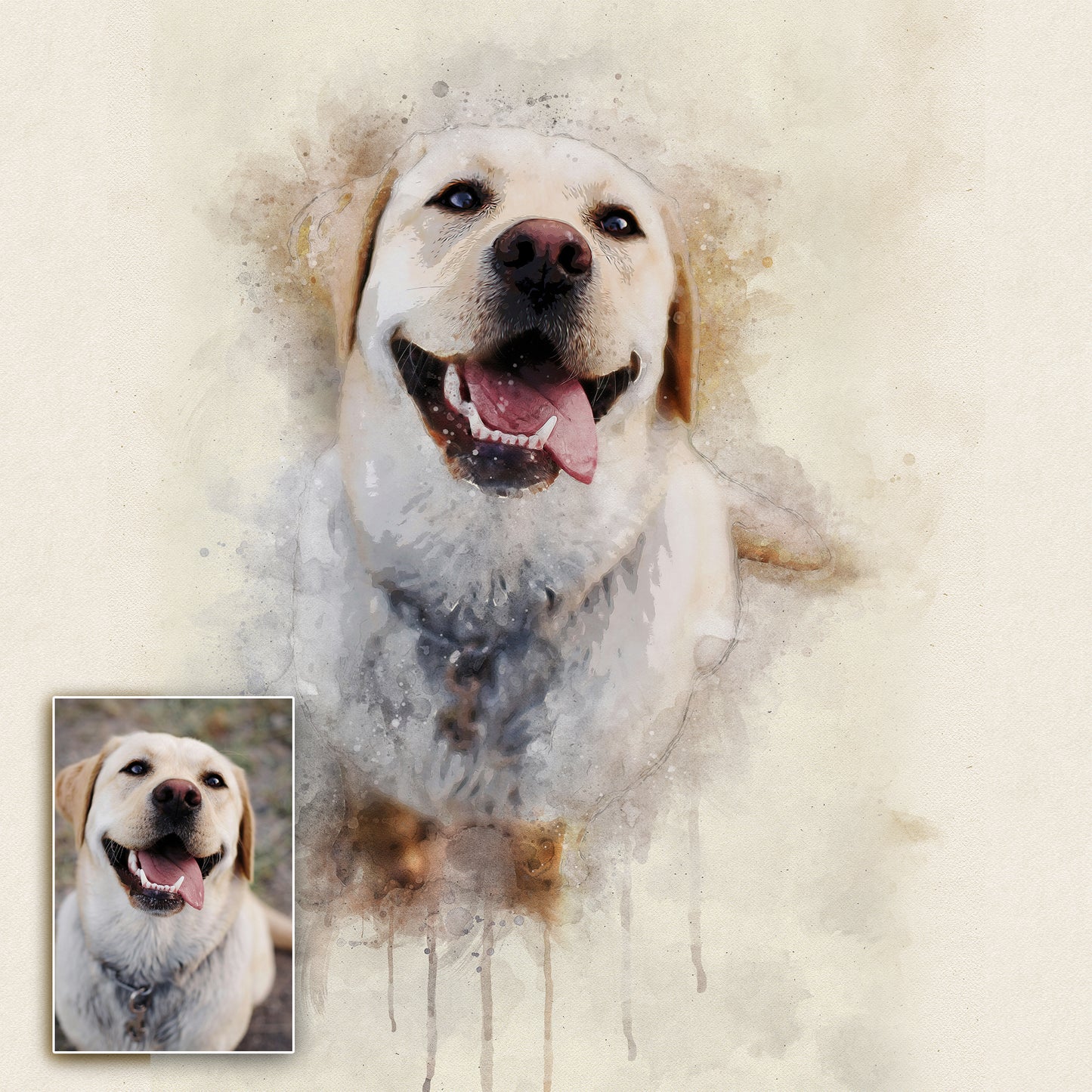 Pet Watercolor Portrait Custom Wall Art