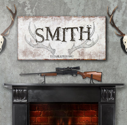 Rustic Family Antler Sign