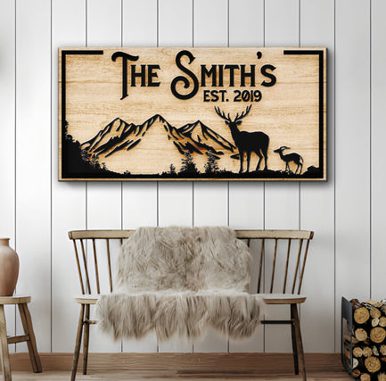 Family Mountain Sign Style 1 - Image by Tailored Canvases