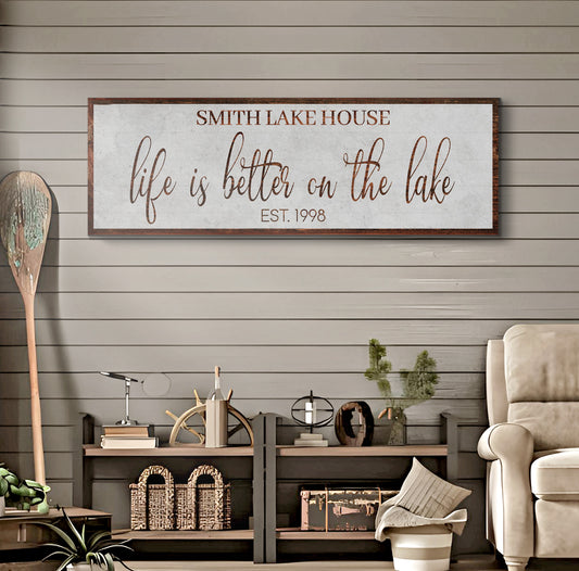 Life is Better on the Lake Sign Style 1 - Image by Tailored Canvases