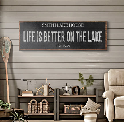 Life is Better on the Lake Sign Style 2 - Image by Tailored Canvases
