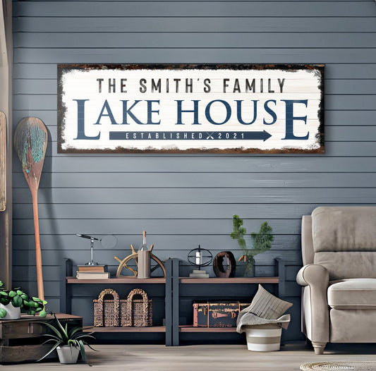 Family Lake House Arrow Sign