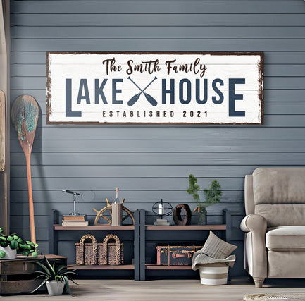 Family Lake House Sign IV Style 3 - Image by Tailored Canvases
