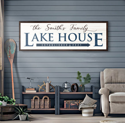 Family Lake House Arrow Sign III
