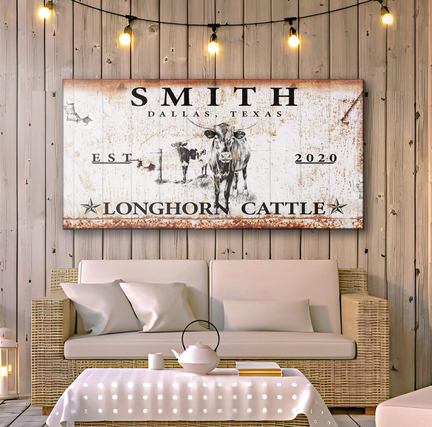 Longhorn Rustic Cattle Sign II