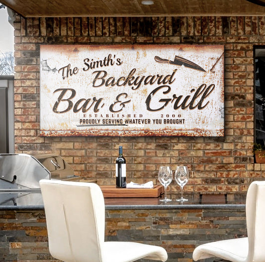 Backyard Bar & Grill Sign II Style 5 - Image by Tailored Canvases