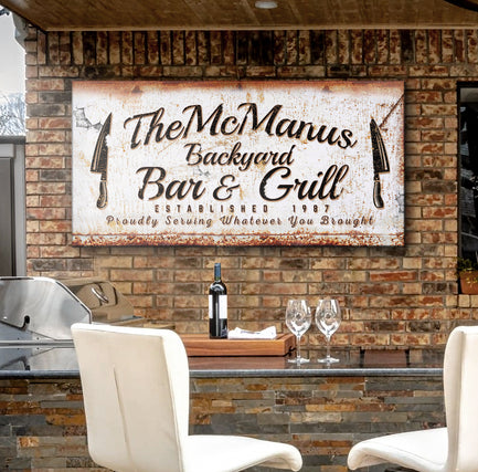 Backyard Bar & Grill Sign II Style 6 - Image by Tailored Canvases