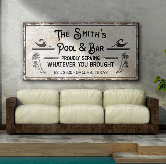 Personalized Rustic Pool Sign