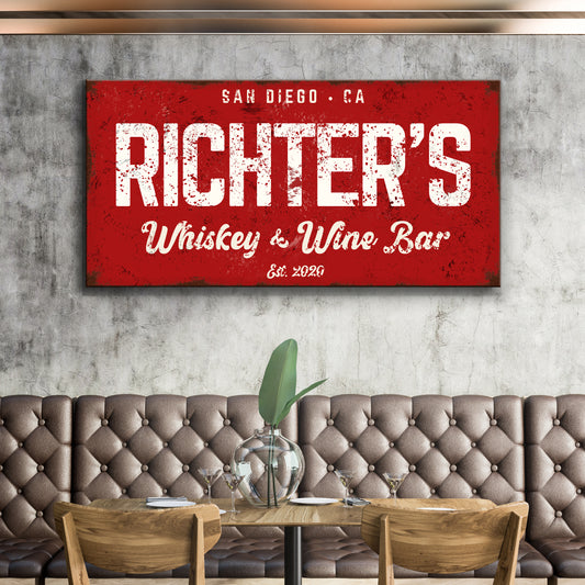 Whiskey and Wine Bar Sign Style 4 - Image by Tailored Canvases
