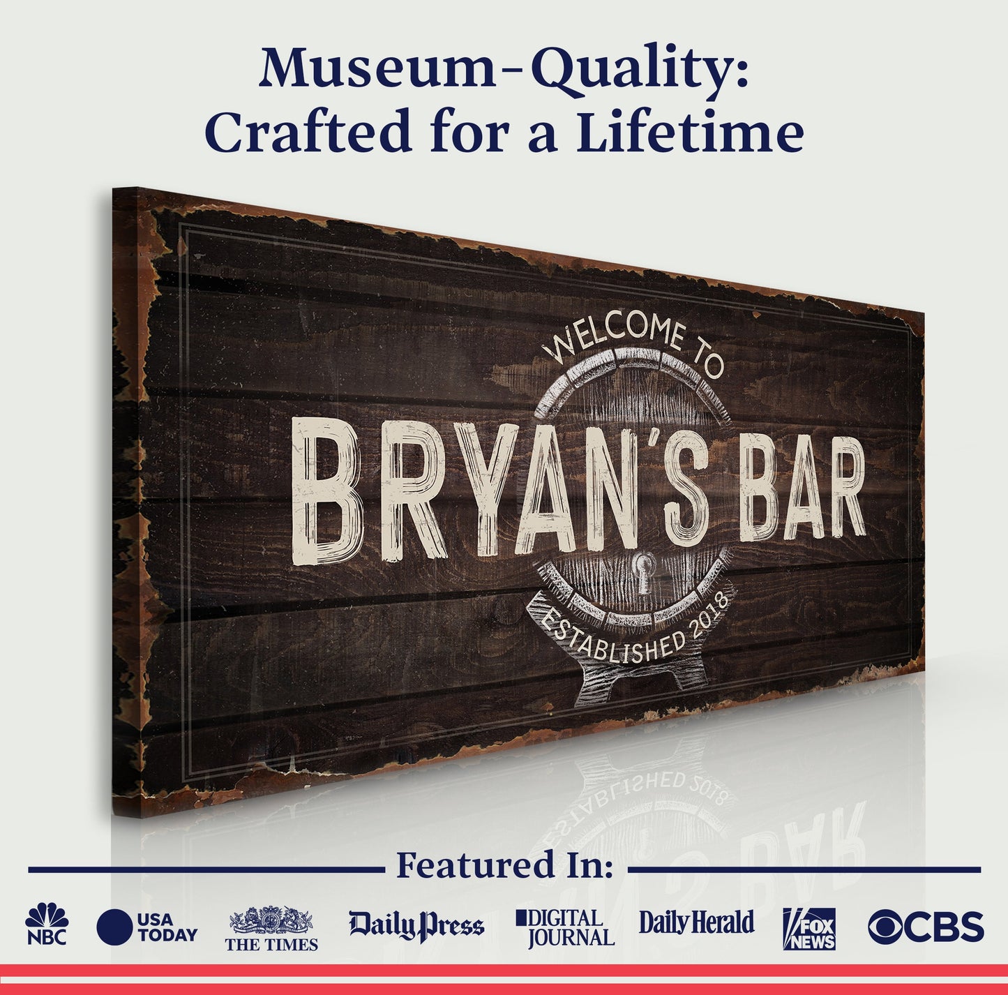 Beer Barrel Bar Sign: Custom Bar Signs for Home Bar – Ideal Man Cave Wall Decor & Perfect Gift for Him