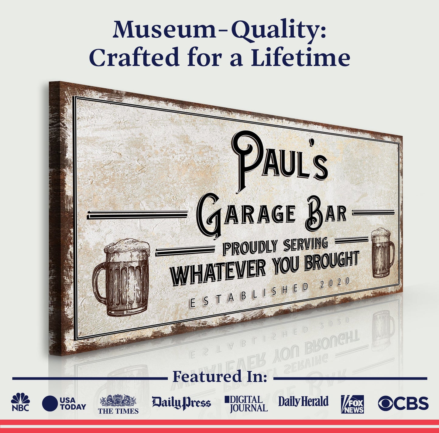 Personalized Rustic Garage Sign for Home Bar: Enhance Your Man Cave Wall Decor with Personalized Basement Bar Sign