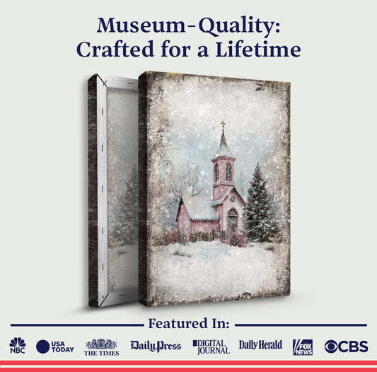 Vintage Church Christmas Wall Art | Tailored Canvases