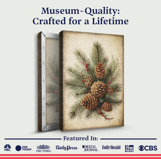 Vintage Winter Pine Cone Christmas Wall Art III | Image by Tailored Canvases