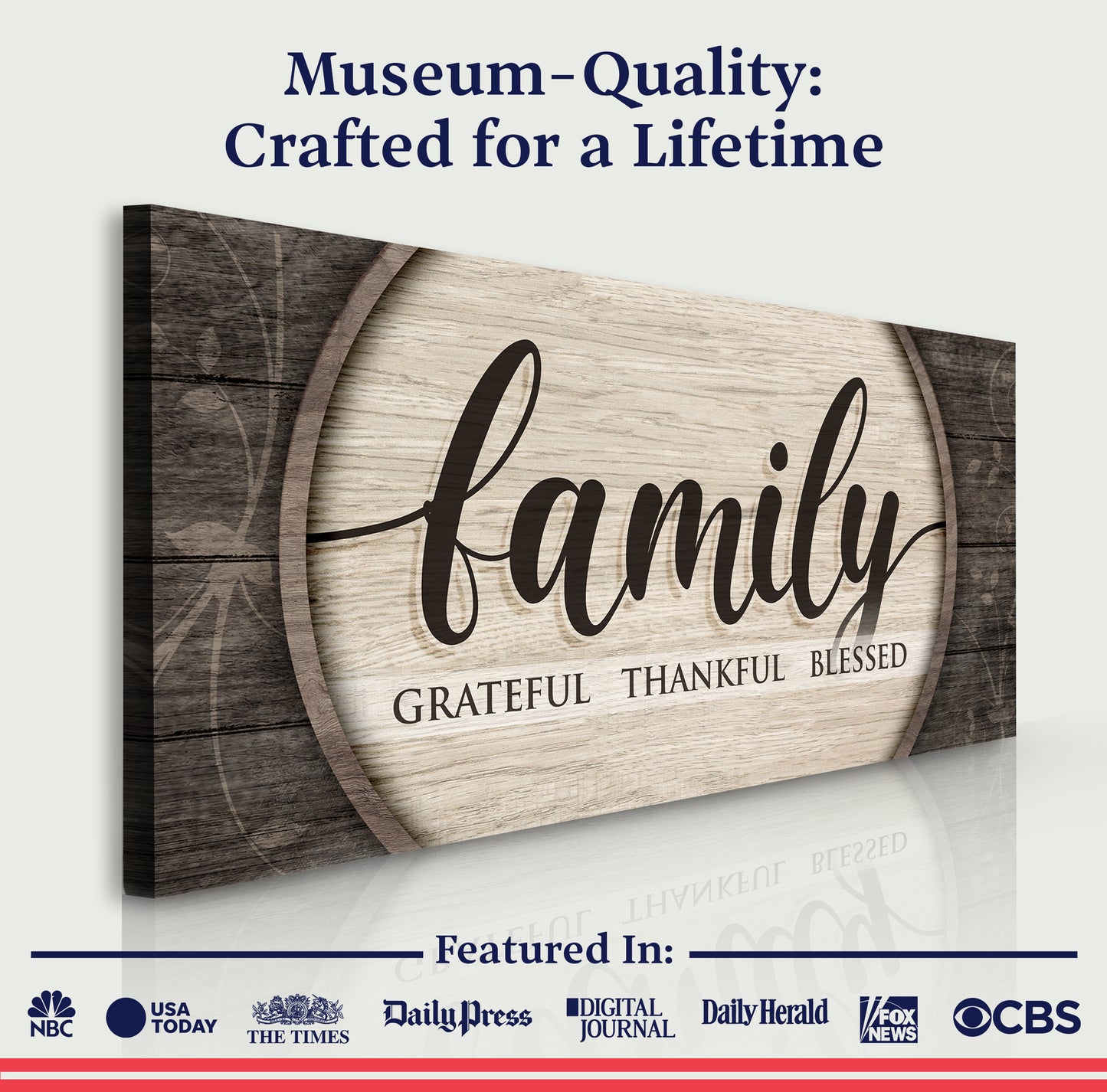 Grateful Thankful Blessed Family Sign - Image by Tailored Canvases