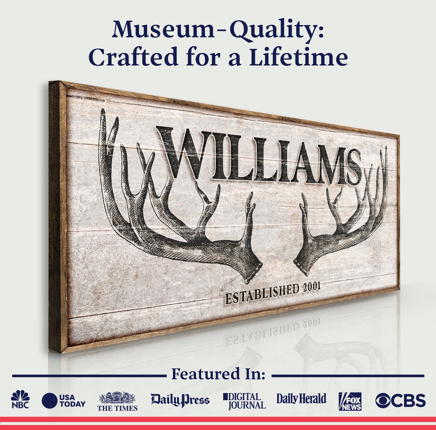 Personalized Family Antler Sign IV