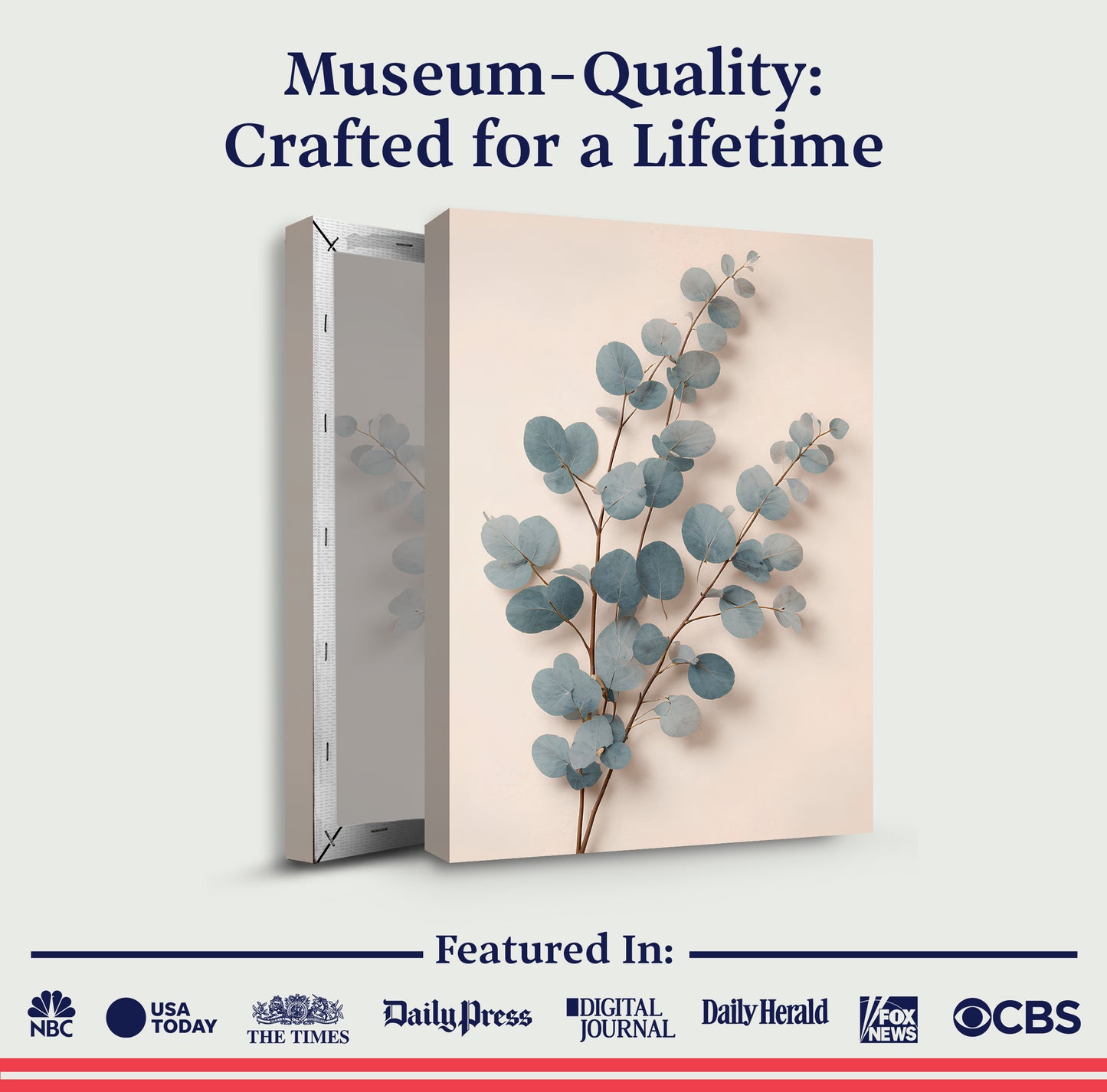 Blue and Cream Botanical — Eucalyptus In Dusty Blue