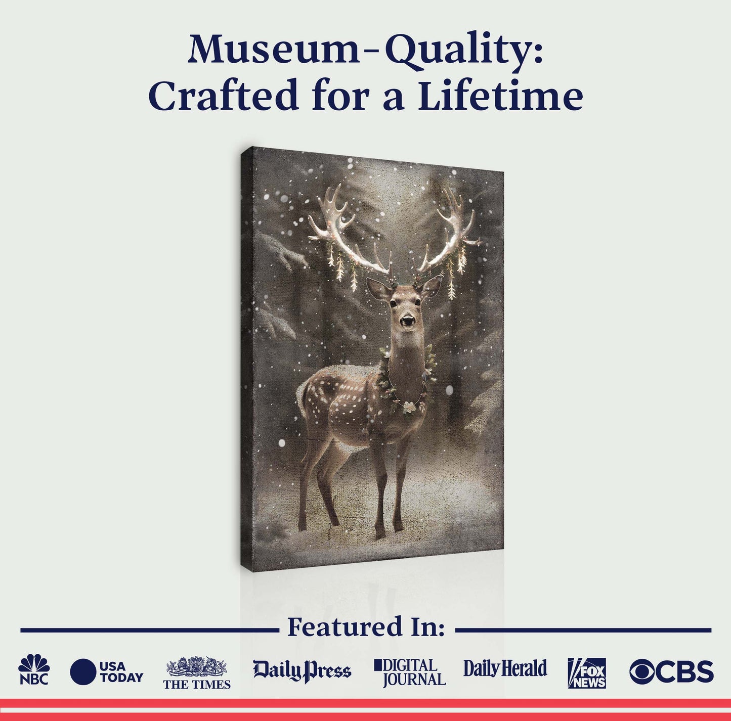 Vintage Winter Deer Christmas Wall Art