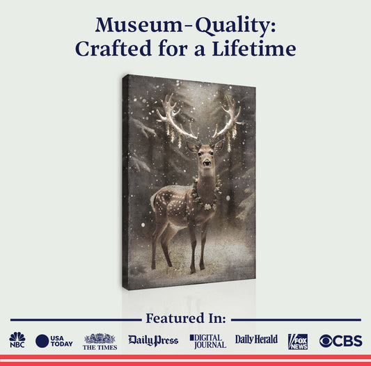 Vintage Winter Deer Christmas Wall Art | Tailored Canvases