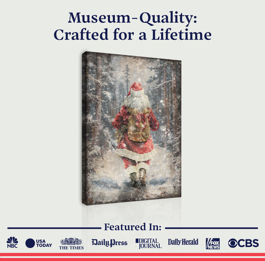 Vintage Santa Claus in Winter Forest Christmas Wall Art II