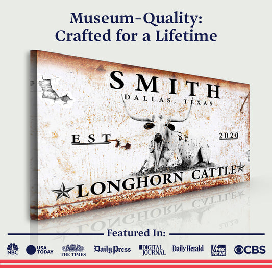 Longhorn Rustic Cattle Sign