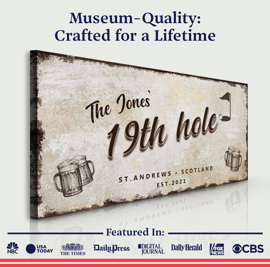 19th Hole Golf Personalized Sign III