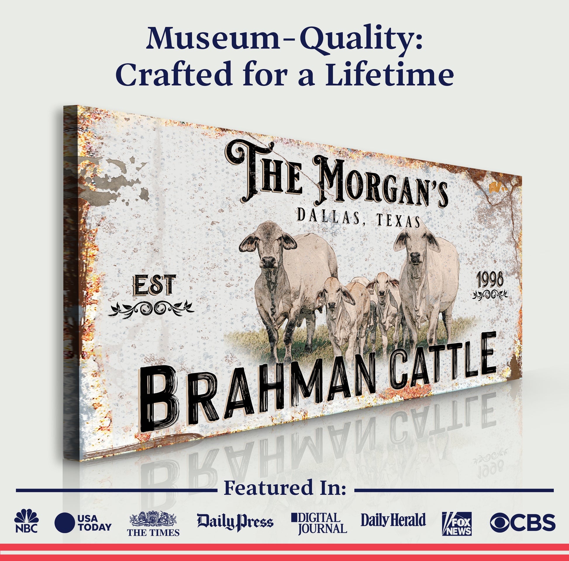 Personalized Brahman Cattle Sign II - Image by Tailored Canvases