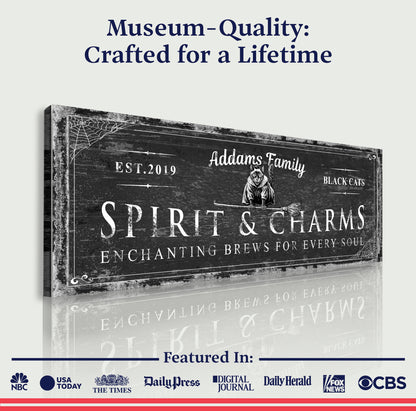 Black Cat’s Spirits & Charms Bar Halloween Sign